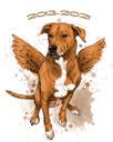 Kokovartaloinen ruskea koira sarjakuva muotokuva valokuvasta akvarelli luonnollisella tyylillä