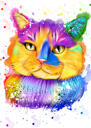 Pastell akvarell kattporträtt från foton