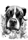 Retrato de perro en acuarela en escala de grises para regalo de amante de las mascotas