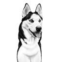 Black and White Style Husky with Name