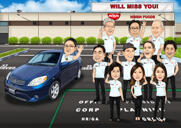 Colored Full Body Style Cartoon Caricature from Photos for Business Colleagues Gift