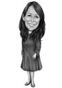 Full Body Person Cartoon Caricature in Black and White Style from Personal Photo