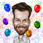 Caricatura divertida de cumpleaños con retrato a partir de fotos