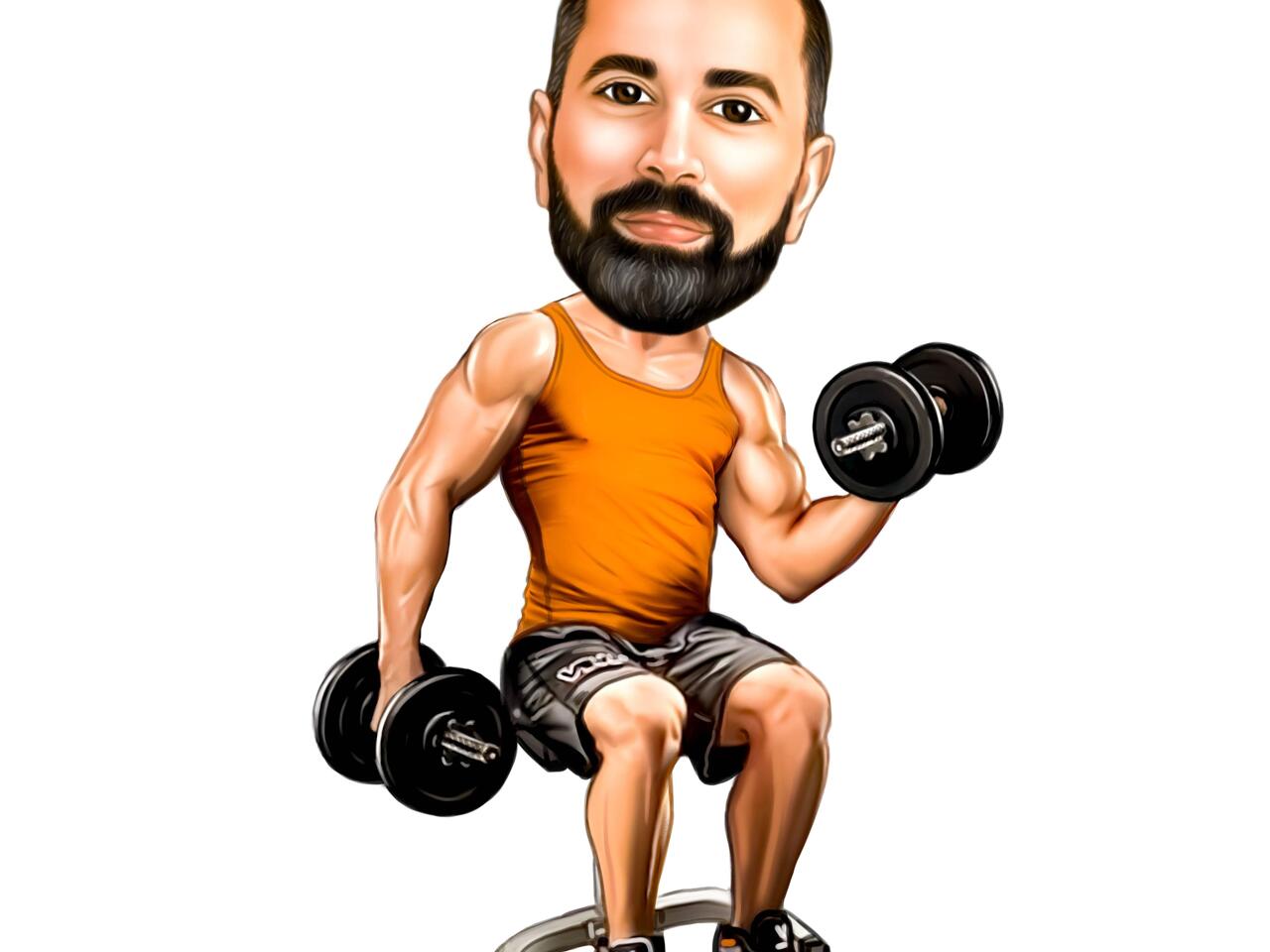 Personal Trainer Gift Custom Caricature From Photo / Gym 