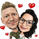 Smieklīga pārspīlēta pāra karikatūra Valentīndienai