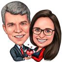 Karikatur af et engelhjertepar til Valentinsdagskort