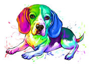 Ganzkörper-Beagle-Porträt in Aquarell von Foto