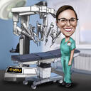 Surgery Caricature with da Vinci Robot