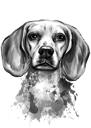 Caricatura de retrato de acuarela de grafito Beagle de fotos