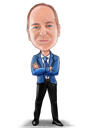 Businessman in Blue Suit Caricature Portrait