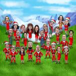 Caricatura del team in abiti da Babbo Natale – Regalo di Natale aziendale