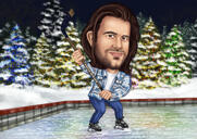 Full Body Hockey Player Caricature