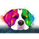 Pielāgots suņa galvas šāviena multfilmas portrets hromatiskā akvareļa stilā no fotoattēliem
