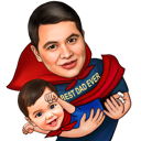 Melhor Caricatura de Pai e Filho como Super-Heróis