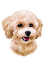 Head and Shoulders Bichon Cartoon Caricature in Colored Style from Photos