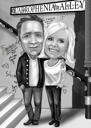 Full Body Couple Caricature in Black and White Style with Custom Background