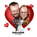 Caricatura de boda de pareja exagerada