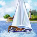 Regalo personalizado de caricatura de barco de fotos dibujadas a mano en estilo coloreado con fondo