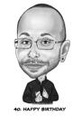 Persoon met telefoon Cartoon portret in zwart-wit stijl van Photo