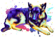 Lustiger Deutscher Schäferhund-Aquarell-Cartoon vom Foto