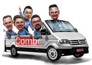 Logolu Grup Sürüş Arabası Özel Karikatürü
