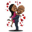 Full Body Valentine's Day Couple Cartoon Portrait