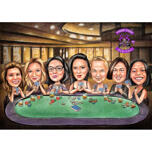 Bridesmaids Caricature from Photos - Poker Style