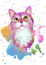 Portret de pisică personalizat din fotografii - Pictură în acuarelă în culori pastelate moi