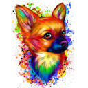 Chihuahua akvarel portrét z fotografií v uměleckém stylu