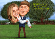 Bride and Groom Save the Date Caricature Portrait