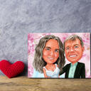 Funny Exaggerated Couple Caricature for Valentine Day Gift: Canvas Print