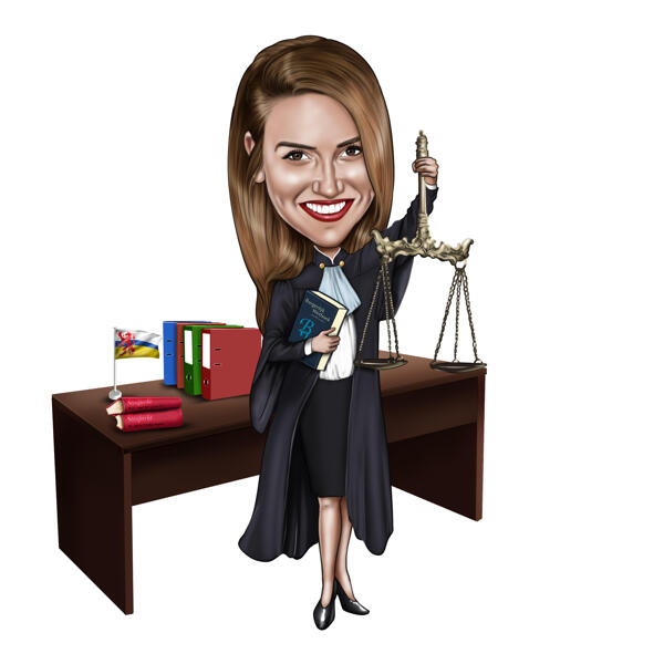 Caricatura personalizada da Senhora Justiça