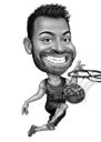 Full Body Basketball Player Cartoon in Black and White