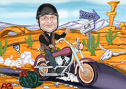 Dibujo de retrato de motociclista Harley