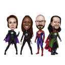 Caricatura de un grupo de superhéroes a partir de fotos