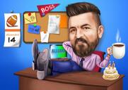 Lielā bossa karikatūra no fotoattēla