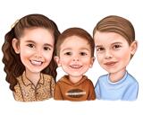 Karikatuurtekening van broers en zussen