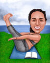 Regalo personalizado de caricatura de instructor de yoga en estilo coloreado de fotos