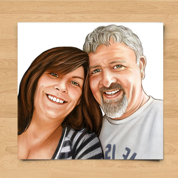 Couple Portrait in Colored Style from Photos as Printed Poster