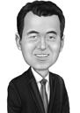 Insurance Caricature in Black and White Style