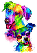 Hunde+og+kat+akvarel+maleri