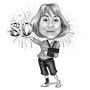 Caricatura esagerata, regalo per l'80° compleanno