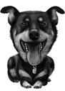 Rottweileri karikatuur mustvalges stiilis