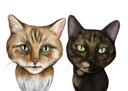 Cat+Caricature+Drawing+in+Full+Body+Type+with+One+Color+Background+from+Photo