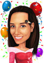 Person Birthday Caricature Gift with Confetti Background