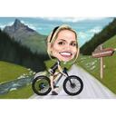 Caricatura di ciclista in stile esagerato divertente