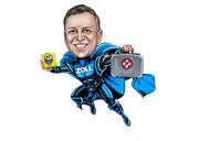 Caricatura de superhéroe de cuerpo completo