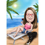 Person, die am tropischen Strand zujubelt
