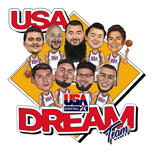 Caricatura degli sposi del Dream Team degli Stati Uniti