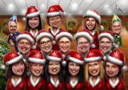 Caricatura natalizia aziendale personalizzata dalle foto dei dipendenti